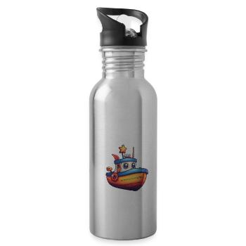 Bateau de pêche - Gourde avec paille intégrée - argent clair - Droite