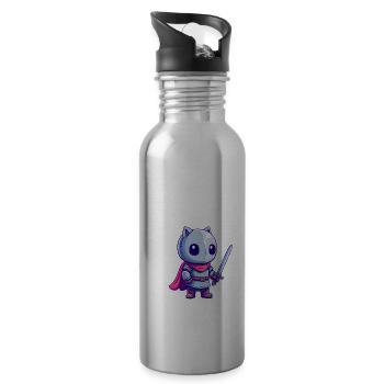 Tapferer Ritter im Comicstil für Kinder - Trinkflasche mit integriertem Trinkhalm - Lightsilver - Rechts