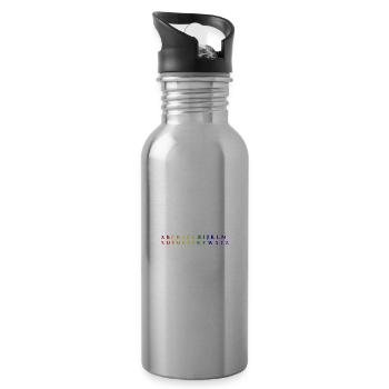 ABC Rainbow Alphabet Gift Idea School Enrollment - Water bottle with straw - silver - Right