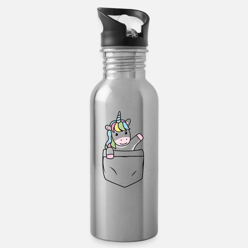 Ein Einhorn in der Tasche - Trinkflasche mit integriertem Trinkhalm - Lightsilver