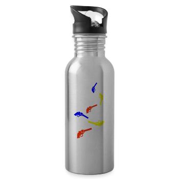 Weapon Symbol Pistol - Water bottle with straw - silver - Right