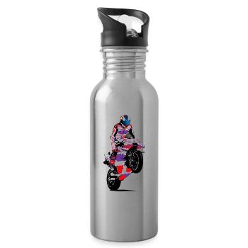 Motorcycle Racing - Superbike - Water bottle with straw - silver - Right