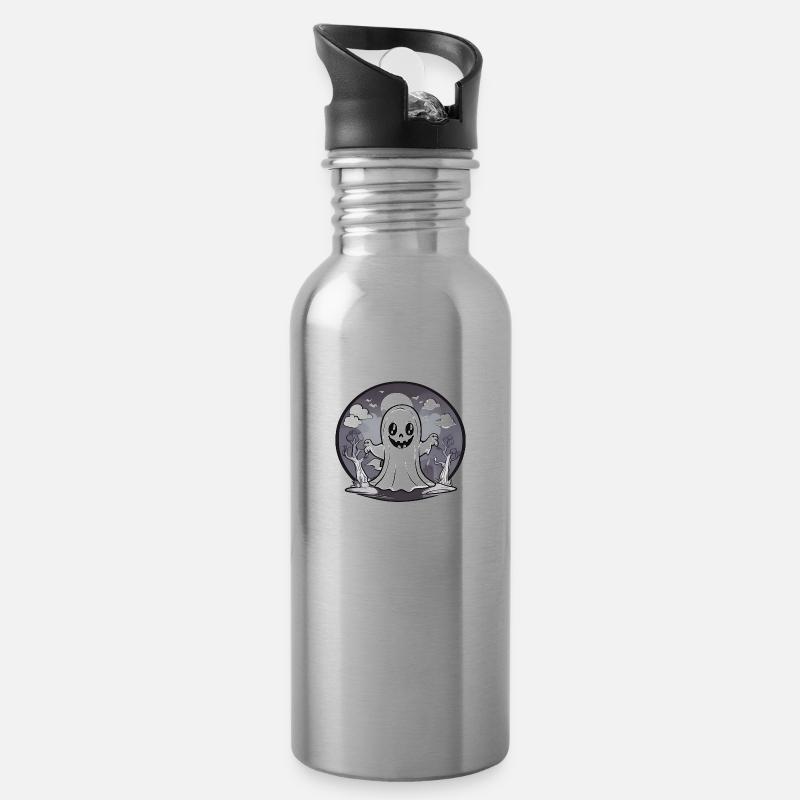 Halloween Ghost - Water bottle with straw - silver
