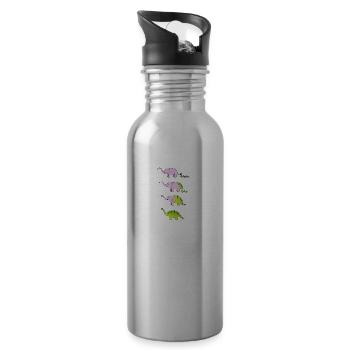 dinosaur snake elephant - Water bottle with straw - silver - Right