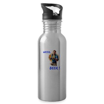Save Water, Drink Beer - Funny Party Outfit - Water bottle with straw - silver - Right