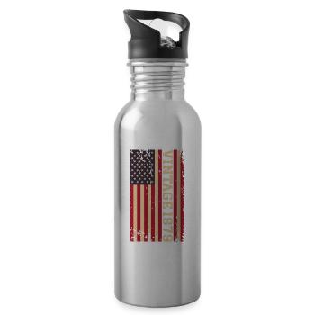 Vintage 1979 US Flag - Water bottle with straw - silver - Right