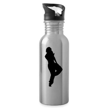 Conception de vecteur Singer and Dancer Silhouette - Gourde avec paille intégrée - argent clair - Droite
