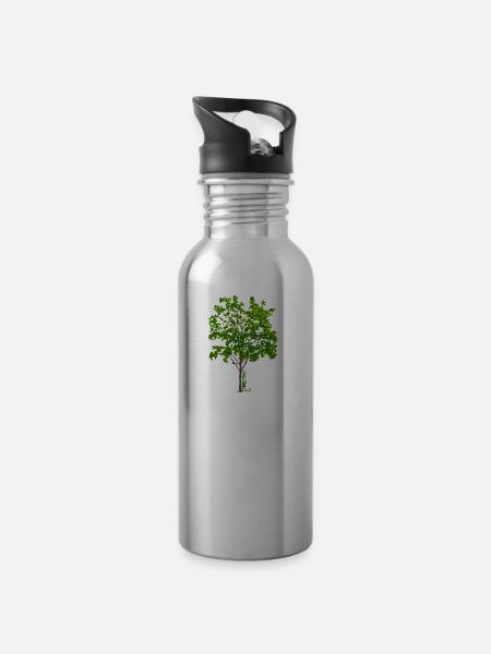 tree - Water bottle with straw - silver