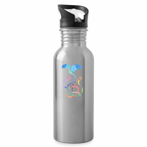 Gracious - Vogel-Regenbogen Himmel Tinte - Trinkflasche mit integriertem Trinkhalm