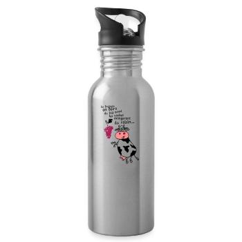 humour alcool raisin boire bretagne vache raisin1 - Gourde avec paille intégrée - argent clair - Droite