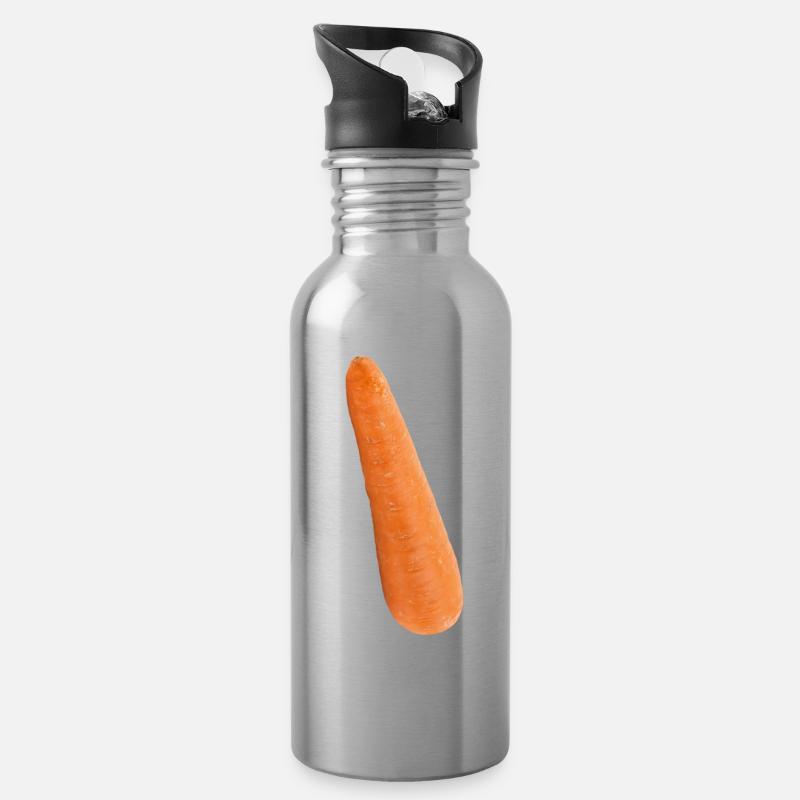 Möhre Karotte Mörchen - Trinkflasche mit integriertem Trinkhalm - Lightsilver