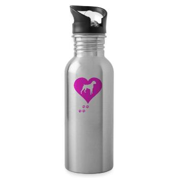 Deutscher Boxer - Trinkflasche mit integriertem Trinkhalm - Lightsilver - Rechts