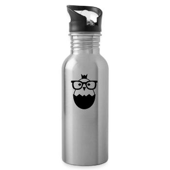 Küken Brille Huhn Nerd Ei Geschenk - Trinkflasche mit integriertem Trinkhalm - Lightsilver - Rechts