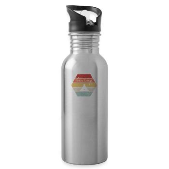 Father Child Camping Holiday Gift - Water bottle with straw - silver - Right