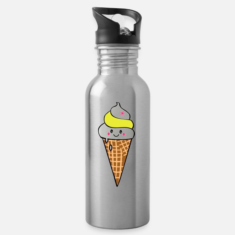 Ice cream - Water bottle with straw - silver