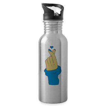 Love U Korean - Water bottle with straw - silver - Right