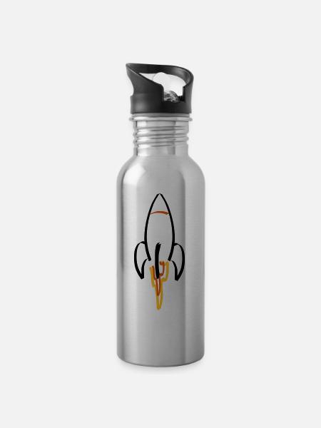 to the moon - Water bottle with straw - silver