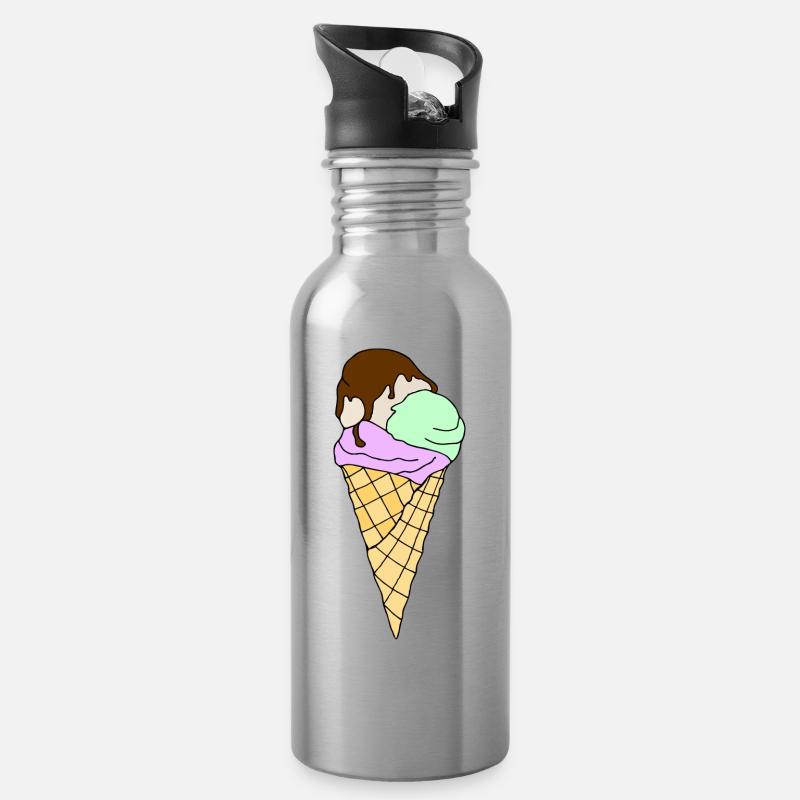 Eis - Trinkflasche mit integriertem Trinkhalm - Lightsilver