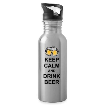 Keep Calm Drink Beer - Trinkflasche mit integriertem Trinkhalm - Lightsilver - Rechts