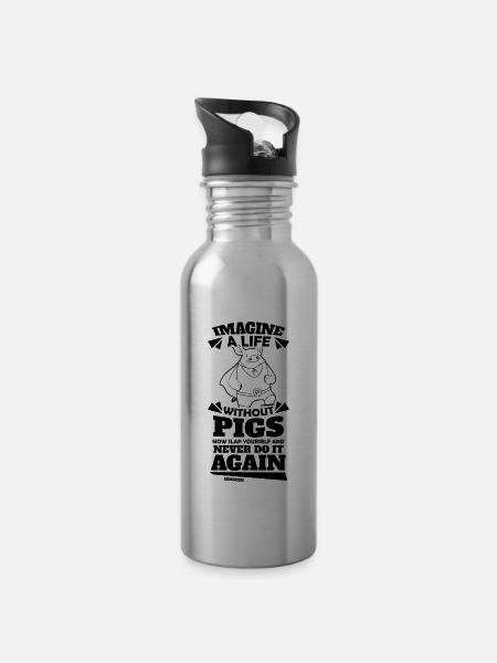Cochon Cochon PorcLet Semer Des Cochons Cadeau - Gourde avec paille intégrée - argent clair