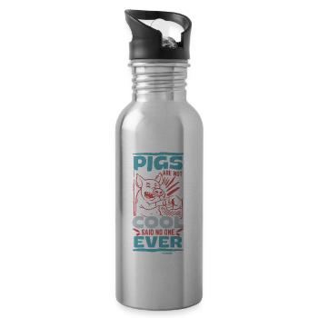 Pig Pig PigLet Sow Pigs Gift - Water bottle with straw - silver - Right
