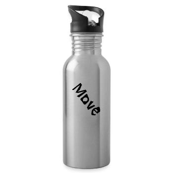 "Move" - Schriftzug - Trinkflasche mit integriertem Trinkhalm - Lightsilver - Rechts