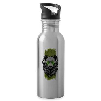 Tranquil Jade: Sanfter grünäugiger Panda - Trinkflasche mit integriertem Trinkhalm - Lightsilver - Rechts