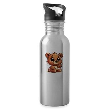 Bär - Trinkflasche mit integriertem Trinkhalm - Lightsilver - Rechts