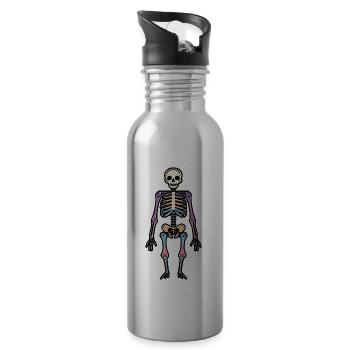 Skelett Lustig Halloween Witzig - Trinkflasche mit integriertem Trinkhalm - Lightsilver - Rechts