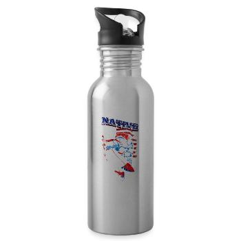 A creepy and beautiful skull design - Water bottle with straw - silver - Right