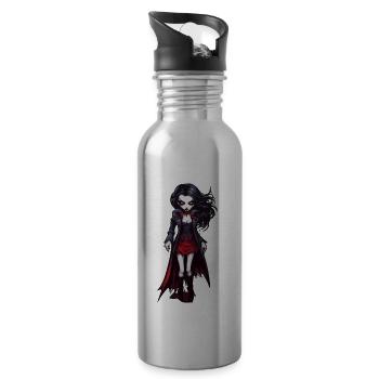 Vampire / Dracula / Bloodsucker / Halloween / Myth - Water bottle with straw - silver - Right