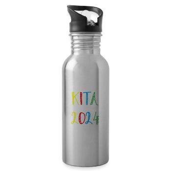 Kita Abgänger 2024 Schulkind Einschulung Schule - Trinkflasche mit integriertem Trinkhalm - Lightsilver - Rechts