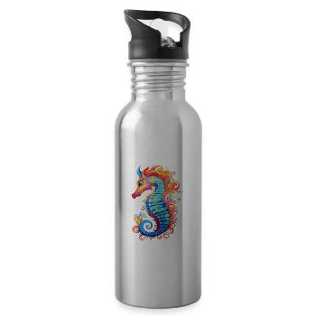Seepferdchen Unterwasserwelt für eine - Trinkflasche mit integriertem Trinkhalm - Lightsilver - Rechts