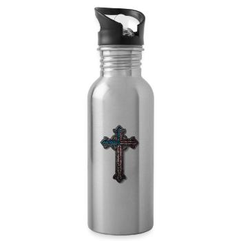 Patriotisches Kreuz Amerikanische Flagge Glaube - Trinkflasche mit integriertem Trinkhalm - Lightsilver - Rechts