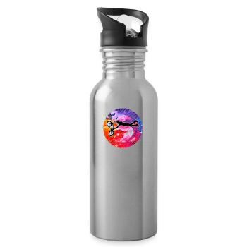 Bmx Biker Bike - Water bottle with straw - silver - Right