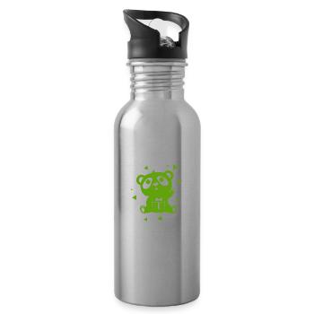 Bär - Panda Wald Natur Freiheit wild - Trinkflasche mit integriertem Trinkhalm - Lightsilver - Rechts