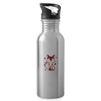 Renard - Animal, Zoo, Amoureux des animaux, Conservation de la nature - Gourde avec paille intégrée - argent clair - Droite