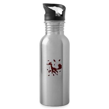 Fuchs - Tier Zoo Tierfreund Naturschutz - Trinkflasche mit integriertem Trinkhalm - Lightsilver - Rechts