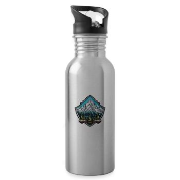 Armoiries de la nature des montagnes - Gourde avec paille intégrée - argent clair - Droite