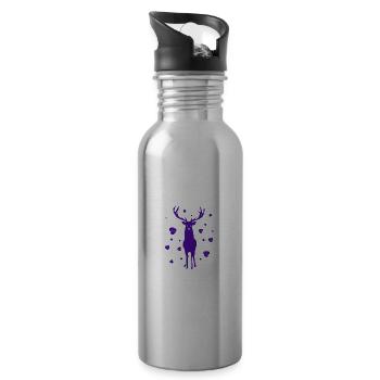 Deer - Forest, Nature, Animal Welfare - Water bottle with straw - silver - Right