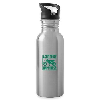Motorrad Motocross Bike Racing Motorsport - Trinkflasche mit integriertem Trinkhalm - Lightsilver - Rechts