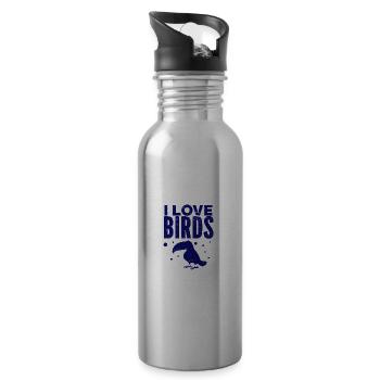 Vogel - Fliegen - Naturschutz Tierfreund - Zoo - Trinkflasche mit integriertem Trinkhalm - Lightsilver - Rechts