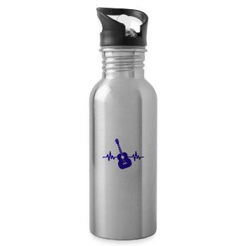 Herzschlag Gitarre - Rock 'n' Roll Punk Band Metal - Trinkflasche mit integriertem Trinkhalm - Lightsilver - Rechts