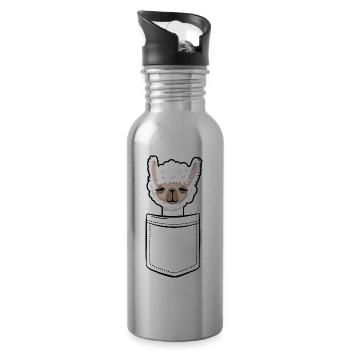 My Llama in the Pocket - Chest Pocket - Water bottle with straw - silver - Right