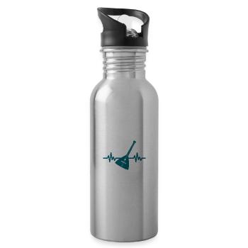 Herzschlag Gitarre - Rock 'n' Roll Punk Band Metal - Trinkflasche mit integriertem Trinkhalm - Lightsilver - Rechts