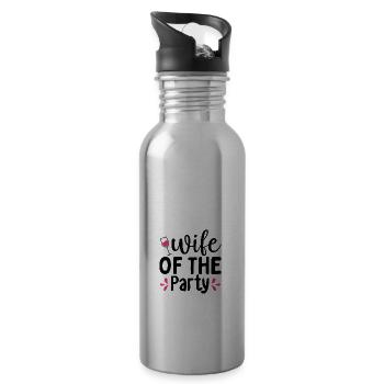 Design wife of party red color - Gourde avec paille intégrée - argent clair - Droite