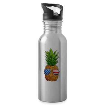 Ananas 4 juillet Drapeau américain USA - Gourde avec paille intégrée - argent clair - Droite