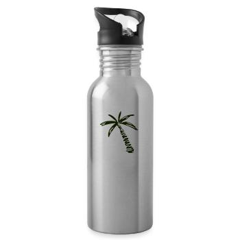 Palm Tree Green - Water bottle with straw - silver - Right