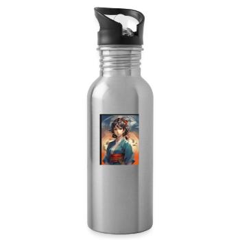 Manga Femme - Gourde avec paille intégrée - argent clair - Droite