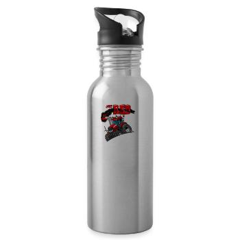 nur RED weißer Rand - Trinkflasche mit integriertem Trinkhalm - Lightsilver - Rechts